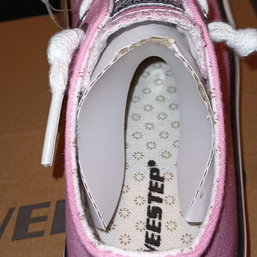 NWT Weestep Toddler Adjustable Lace Up Low Top Canvas Sneaker UNISEX Pink 9